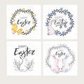 Trendy Easter square abstract templates and spring seamless pattern.