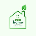 trendy eco friendly smart house icon background with leaf design