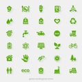 Trendy ecological and natural green icons collection