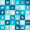 Trendy ecological and natural green icons collection