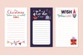 Trendy editable Christmas Wish lists and To do list. Vector stock illustration, cartoon style. Templates for stories