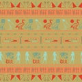 Ancient egyptian motifs seamless pattern. Ethnic hieroglyph symbols fabric print. Royalty Free Stock Photo