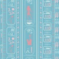 Hieroglyphic egyptian language symbols seamless pattern.