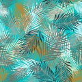 Trendy exotic plant seamless pattern. Tropical palm leaves pattern