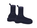 Trendy fashion boots. Stylish winter, fall footwear. Women autumn tight fit ankle shoes in modern style. Leather elastic