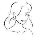 Trendy fashion lineart portrait of a woman