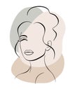 Trendy fashion lineart portrait of a woman