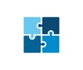 Trendy flat corporate blue puzzle icon. Vector illustration of four puzzle matching pieces for concepts of games, toys, business Royalty Free Stock Photo