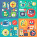 Trendy flat design Medicine and healthcare vector set of web icons. Medical square concepts set. Royalty Free Stock Photo