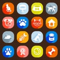 Trendy Flat dog and cat icons. Vector elements