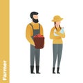 Trendy flat family character vector cartoon illustration. Set of male and female farmer couple standing isolated on white