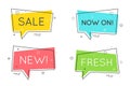 Trendy flat geometric speech bubbles. Retro hipsters poster