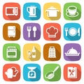 Trendy flat kitchen and cooking icons. Vector Royalty Free Stock Photo