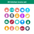 Trendy flat kitchen and cooking icons. Royalty Free Stock Photo