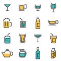 Trendy flat line icon pack for designers and developers. Vector line beverages icon set Royalty Free Stock Photo