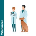 Trendy flat medical character vector cartoon illustration. Set of male and female veterinarian doctor team isolated on white Royalty Free Stock Photo