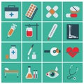 Trendy flat medical icons. Vector elements Vector set of medical icons Royalty Free Stock Photo