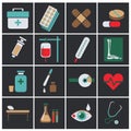 Trendy flat medical icons. Vector elements Vector set of medical icons Royalty Free Stock Photo