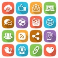 Trendy flat social network icon set Vector