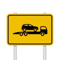 Towed car road sign. Trendy flat towed car icon isolated on white background