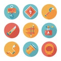 Trendy flat working tools icons.