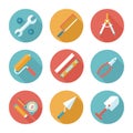 Trendy flat working tools icons. Vector illustration