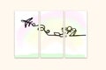 Trendy frame set abstract creative minimalist artistic hand drawn and water color painted an office worker man has daydream of goi