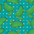 Trendy Fresh Green Mangos Irregular Seamless Pattern