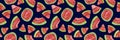 Trendy fruit pattern. Artistic Watermelon background. Watercolor watermelon seamless pattern.