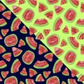 Trendy fruit pattern. Artistic Watermelon background. Watercolor watermelon seamless pattern.