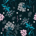 Trendy geometric flower mix with garden leaf ,colorful mood fo