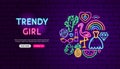 Trendy Girl Neon Banner Design