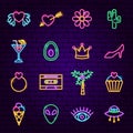 Trendy Girl Neon Icons