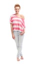 Trendy girl in t-shirt and jeans Royalty Free Stock Photo