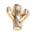 Trendy gold cactus shaped plate on white background Royalty Free Stock Photo