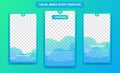 Trendy gradient color ocean fresh social media instagram story background or frame set with blue and green gradient color mix