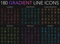 180 trendy gradient style thin line icons set of household, home appliances, building construction, real estate, design