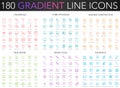 180 trendy gradient vector thin line icons set of household, home appliances, building construction, real estate, design