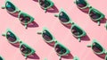 Trendy Green Sunglasses Array on Pink Background