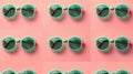 Trendy Green Sunglasses Array on Pink Background