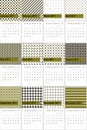 Trendy green and tundora colored geometric patterns calendar 2016