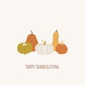 Trendy hand drawn design with pumpkins for postcards, invitation, brochures