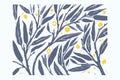 Eucalyptus vector pattern. Decorative branch stamp print. Hand drawn silhouette line vector linocut linotype style.