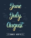 Trendy hand lettering set of summer months.