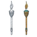 Trendy hawaii tiki torch or flame. Ethnic flare
