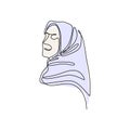 Trendy hijab girl one line drawing