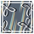 Trendy hijab pattern. Contemporary silk scarf design with abstract brush and flowers