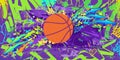 Trendy Hip Hop Urban Street Art Graffiti Style Streetball Or Basketball Illustration Background