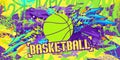 Trendy Hip Hop Urban Street Art Graffiti Style Streetball Or Basketball Illustration Background Art Royalty Free Stock Photo