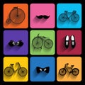 Trendy hipster Icons With Long Shadow